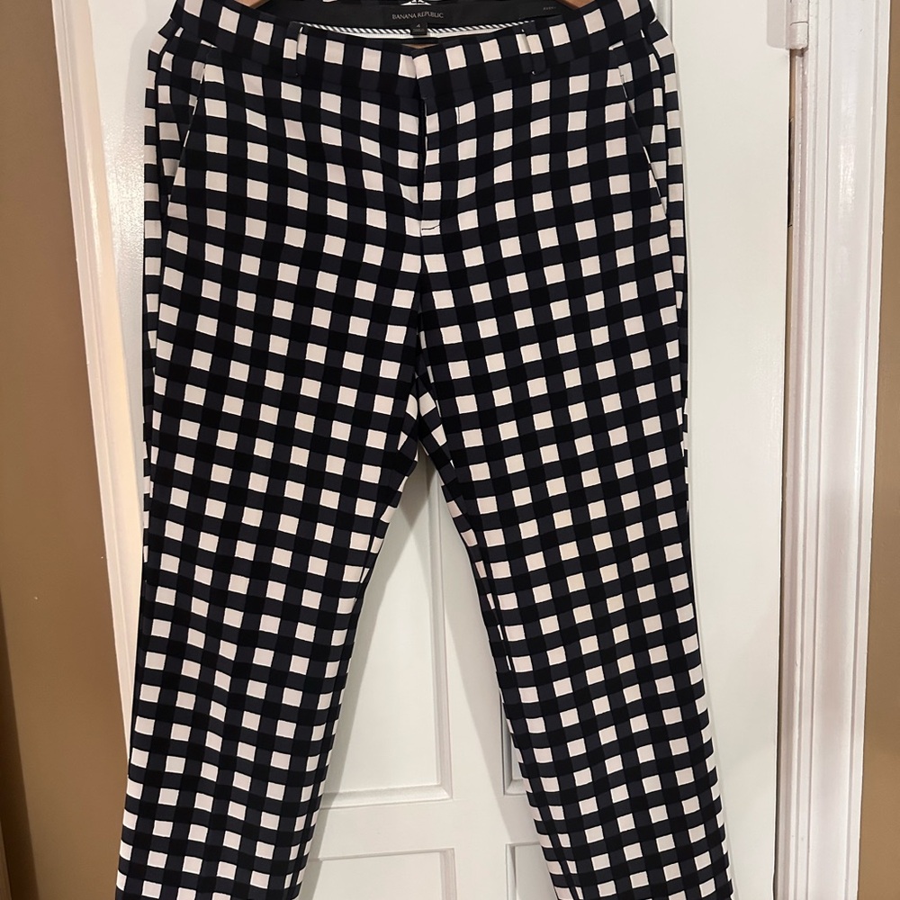 Navy and White Checkered Pants